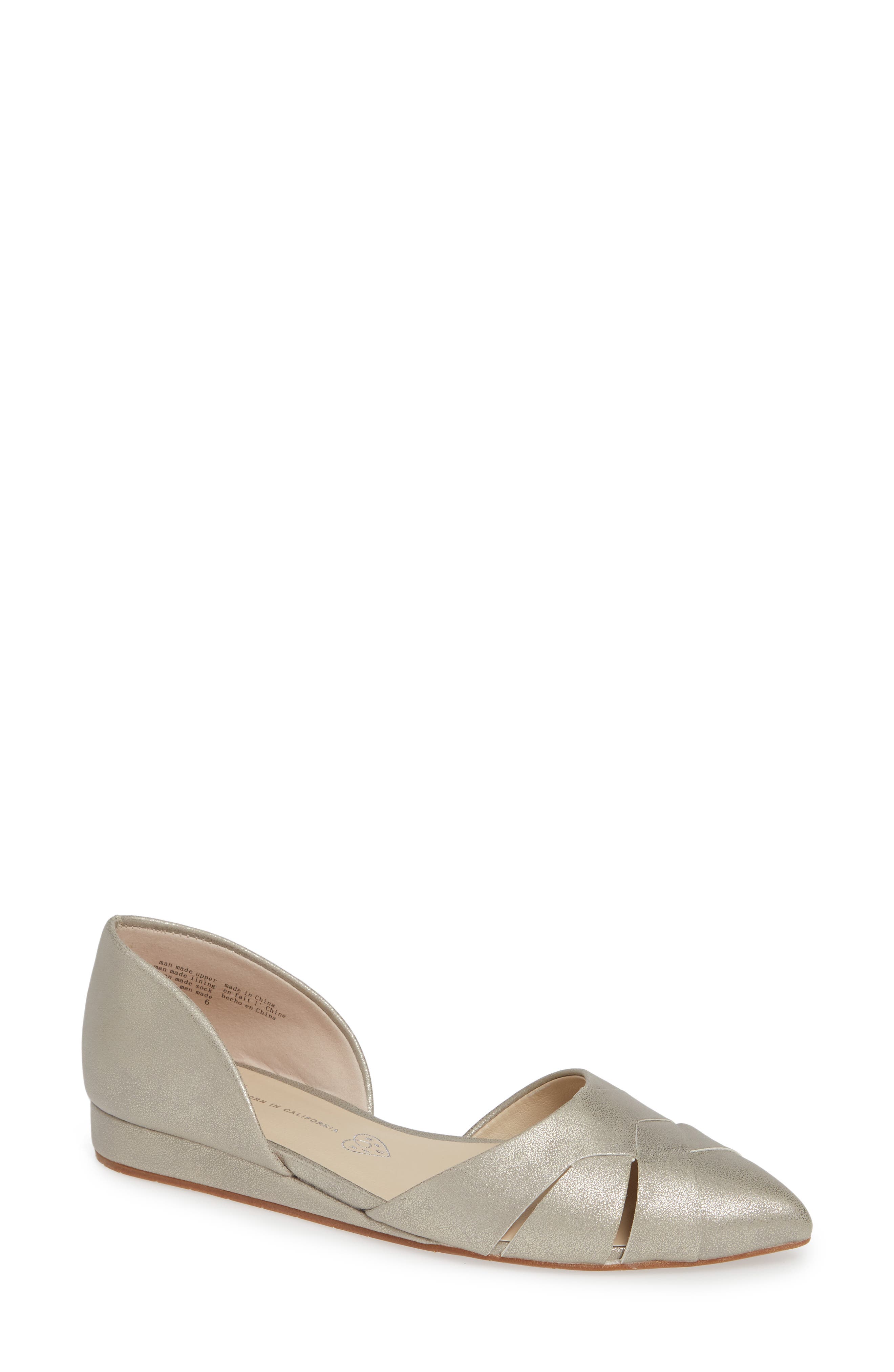 Bc Footwear Focal Point Vegan Pointy Toe Flat, Metallic