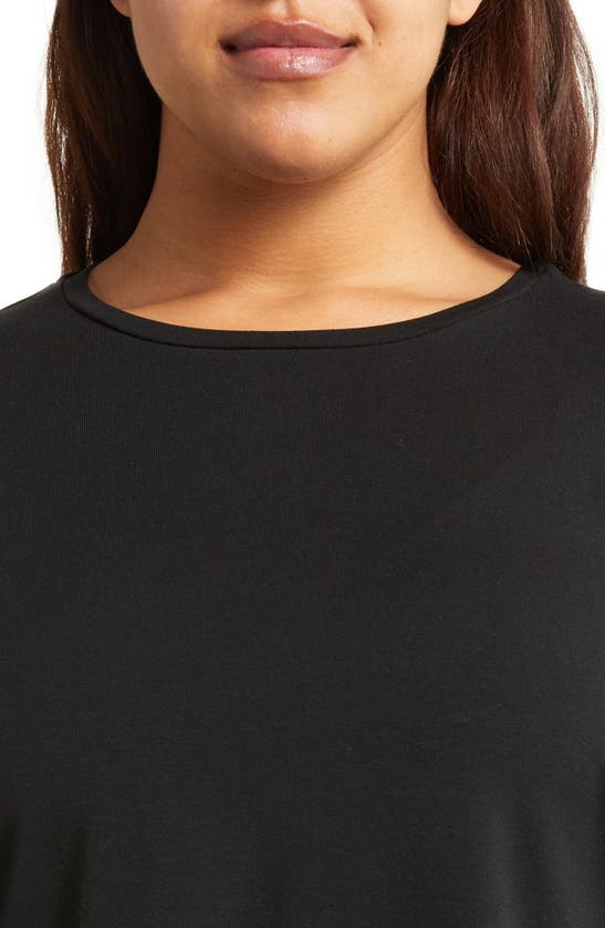 Eileen Fisher Long-sleeve Crewneck Tee In Black