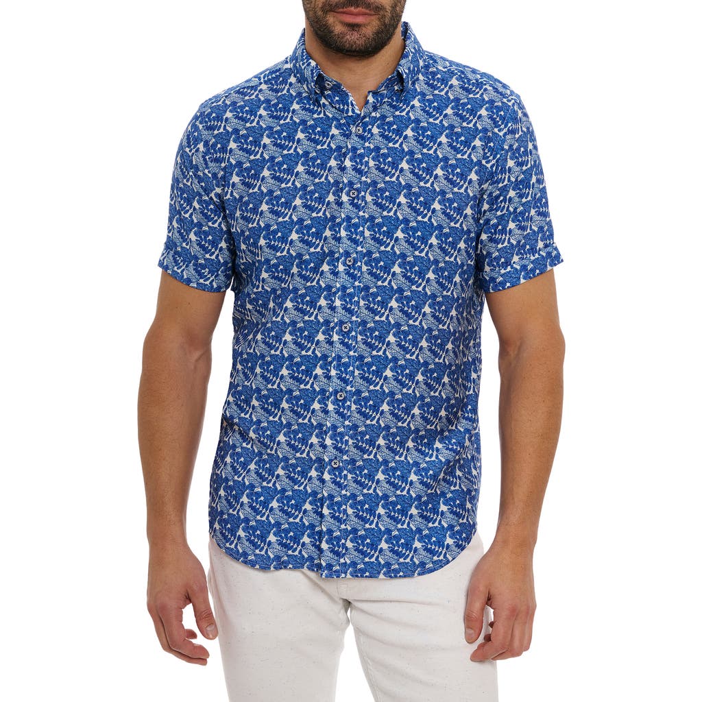 Robert Graham Men's Henrik Leaf Print Short-sleeve Shirt In Navy