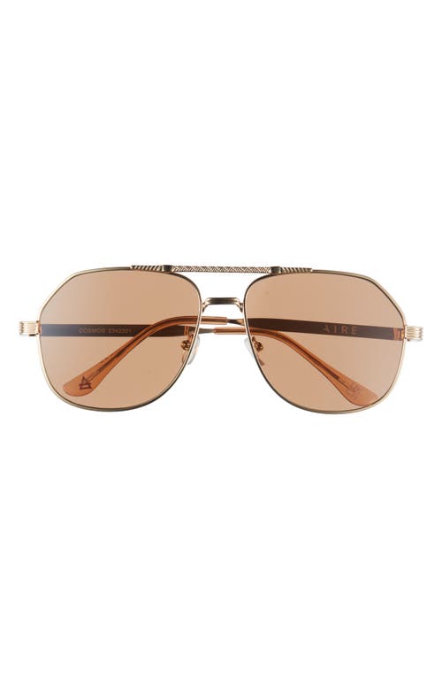 AIRE Cosmos 58mm Aviator Sunglasses in Gold /Tan Tint
