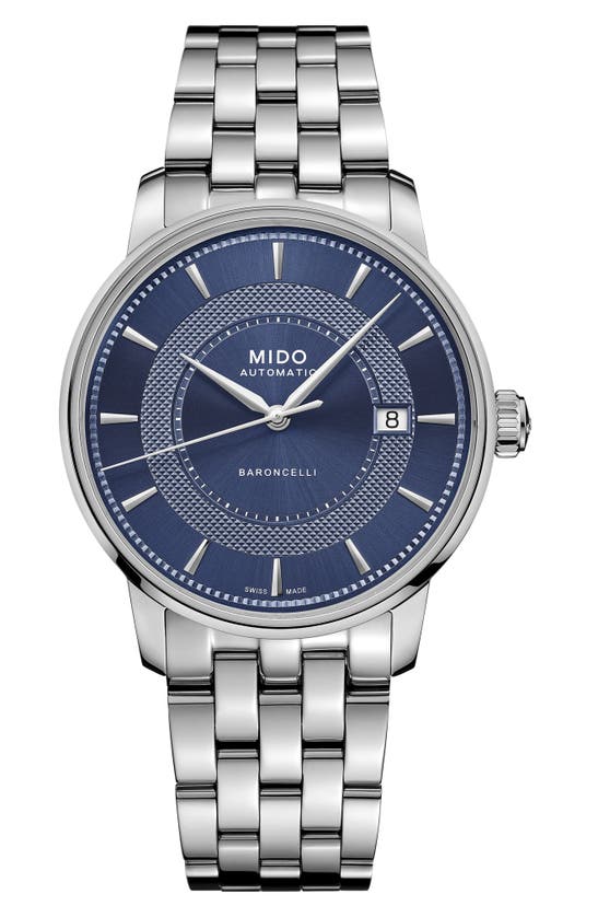 Mido Baroncelli Signature Automatic Bracelet Watch, 39mm In Silver
