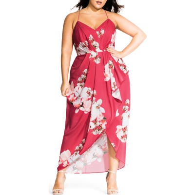 Plus Size City Chic Lotus Maxi Sundress, Black