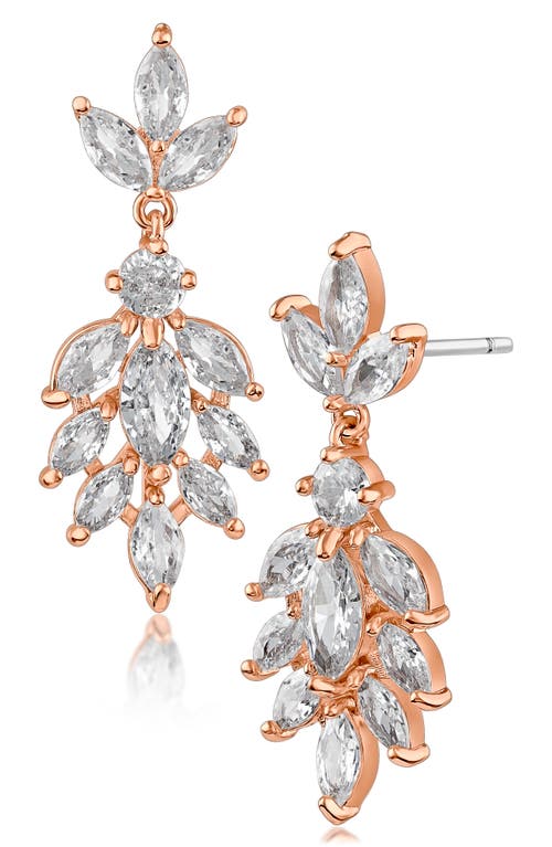 Cz By Kenneth Jay Lane Marquise Cz Leaf Shape Drop Earrings In Clear/rose Gold