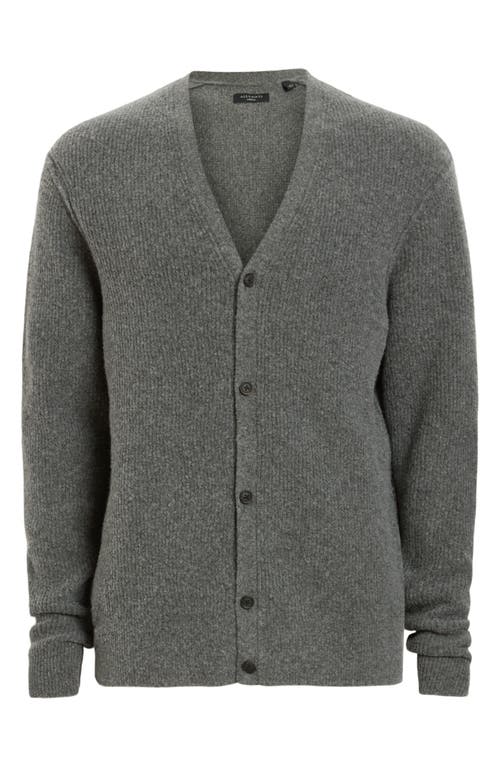 Shop Allsaints Hatten Rib Cardigan In Charcoal Grey