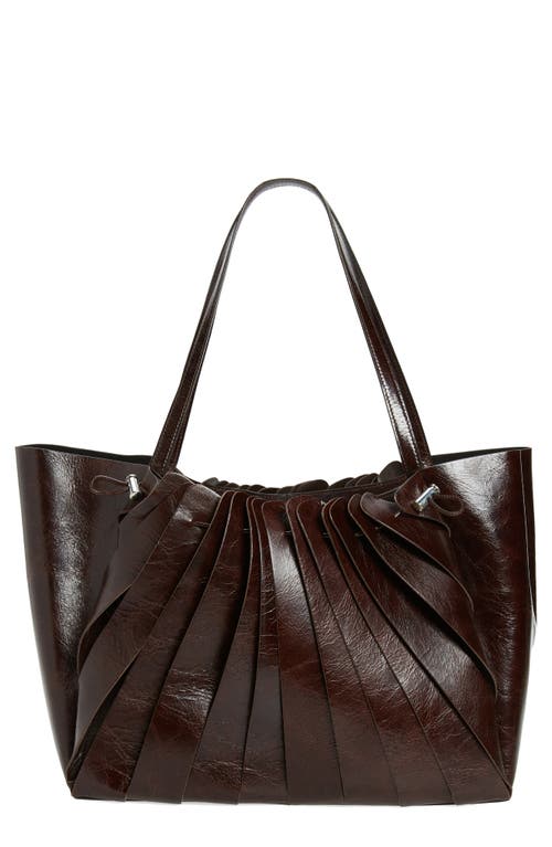 Cabas Petal Leather Tote in Brown