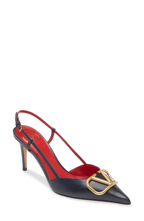 Shop Valentino Garavani Vlogo Signature Pointed Toe Pump In Marine