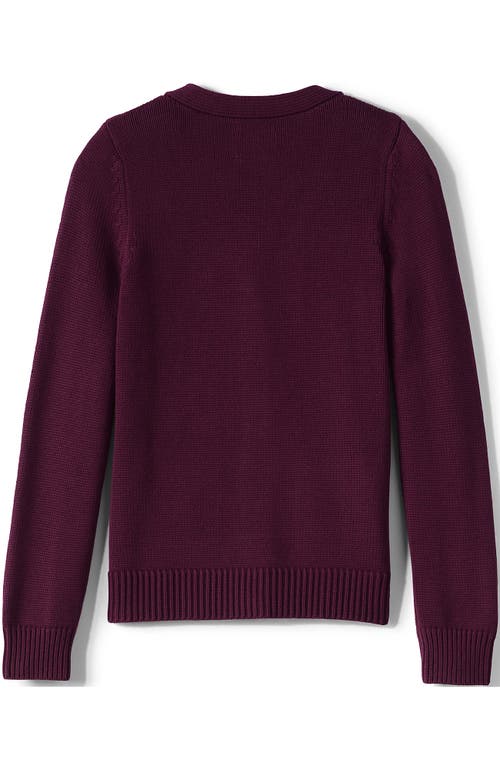 Lands' End School Uniform Girls Cotton Modal Button Front Cardigan Sweater In Burgundy