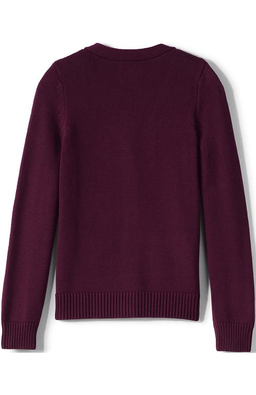 Shop Lands' End School Uniform Girls Cotton Modal Button Front Cardigan Sweater In Burgundy