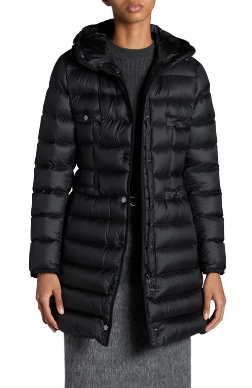 Moncler Gie Water Resistant Down Long Coat In Black