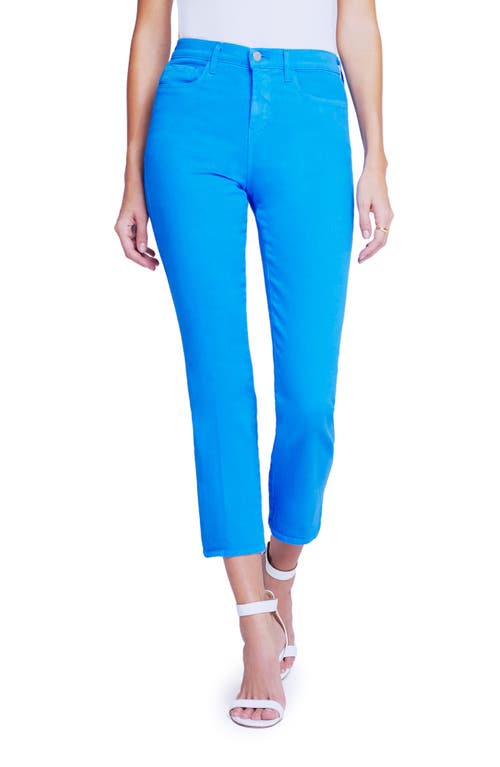 L'AGENCE Alexia High Waist Crop Straight Leg Cigarette Jeans in Neon Blue