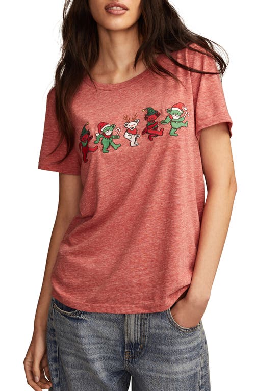 Lucky Brand Grateful Dead Holiday Bears Graphic T-Shirt in Pompeian Red 