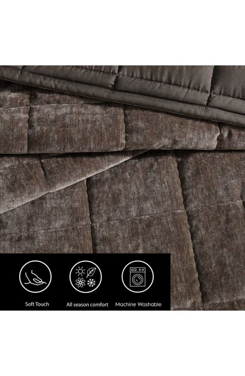 Vera Wang Solid Box Stitched Chenille Quilt & Shams Set In Dark Brown