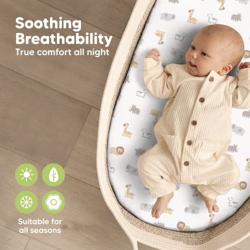 Keababies 2-pack Soothe Fitted Bassinet Sheets In Keasafari