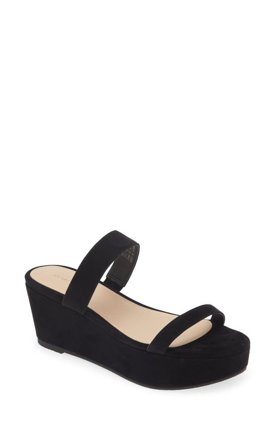 Stuart Weitzman Boardwalk Flat Wedge Slide Sandal In Black