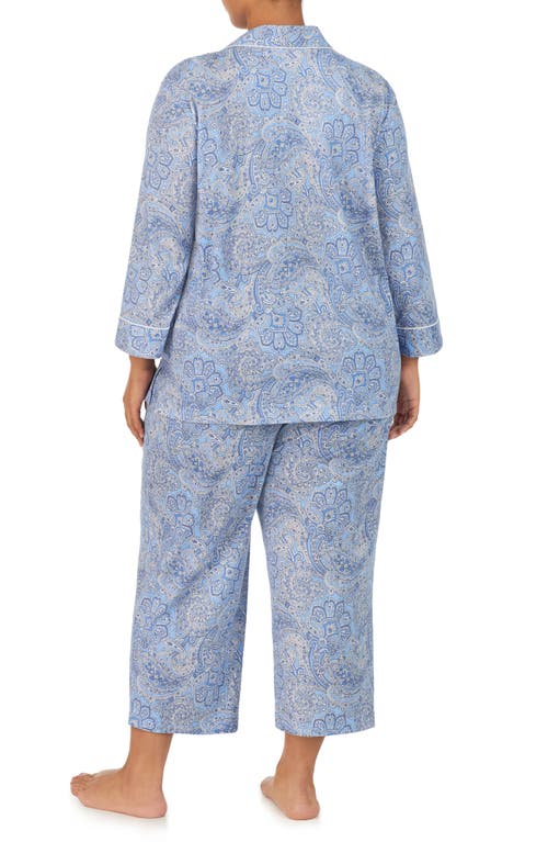 Ralph Lauren Lauren  Knit Crop Pajamas In Blue Paisley