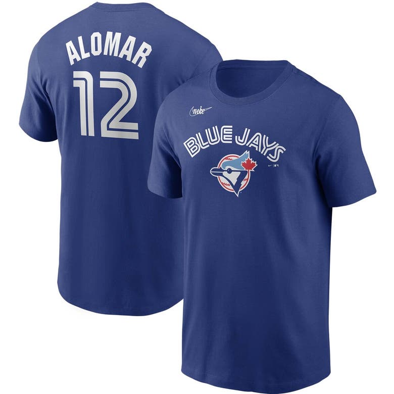NIKE NIKE ROBERTO ALOMAR ROYAL TORONTO BLUE JAYS COOPERSTOWN COLLECTION NAME & NUMBER T-SHIRT