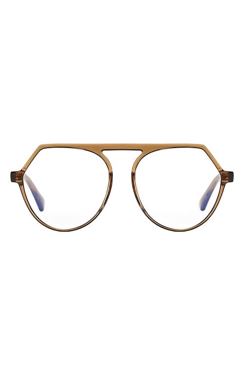 Shop Fifth & Ninth Carter 53mm Round Blue Light Blocking Glasses In Brown/clear