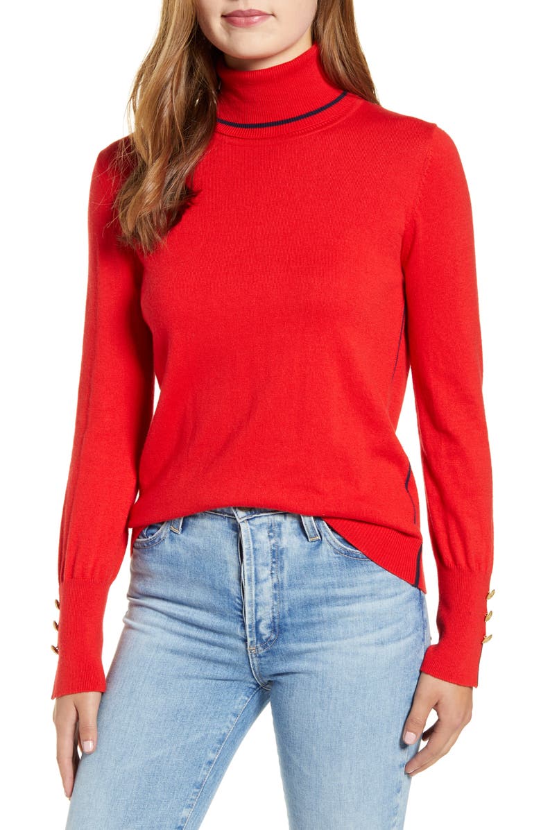 Court & Rowe Button Cuff Tipped Turtleneck Sweater | Nordstrom