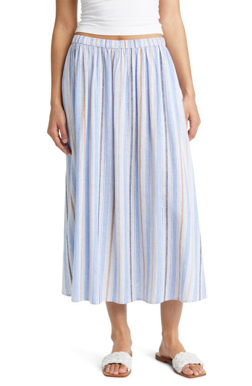 caslon(r) Stripe Linen Blend Maxi Skirt in Blue Cornflower Jessie Stripe
