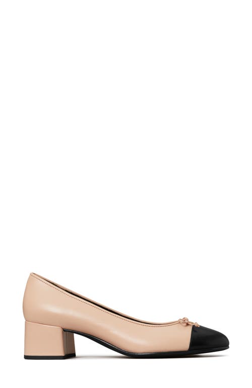 Tory Burch Bow Logo Cap Toe Pump In Rose Pink/perfect Black