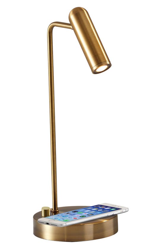 Shop Adesso Lighting Kaye Charge Led Desk Lamp In Antique Brass