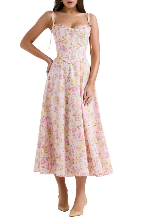 HOUSE OF CB Clarabelle Floral Print Sleeveless Maxi Dress in Pink Floral Print at Nordstrom, Size Medium Long