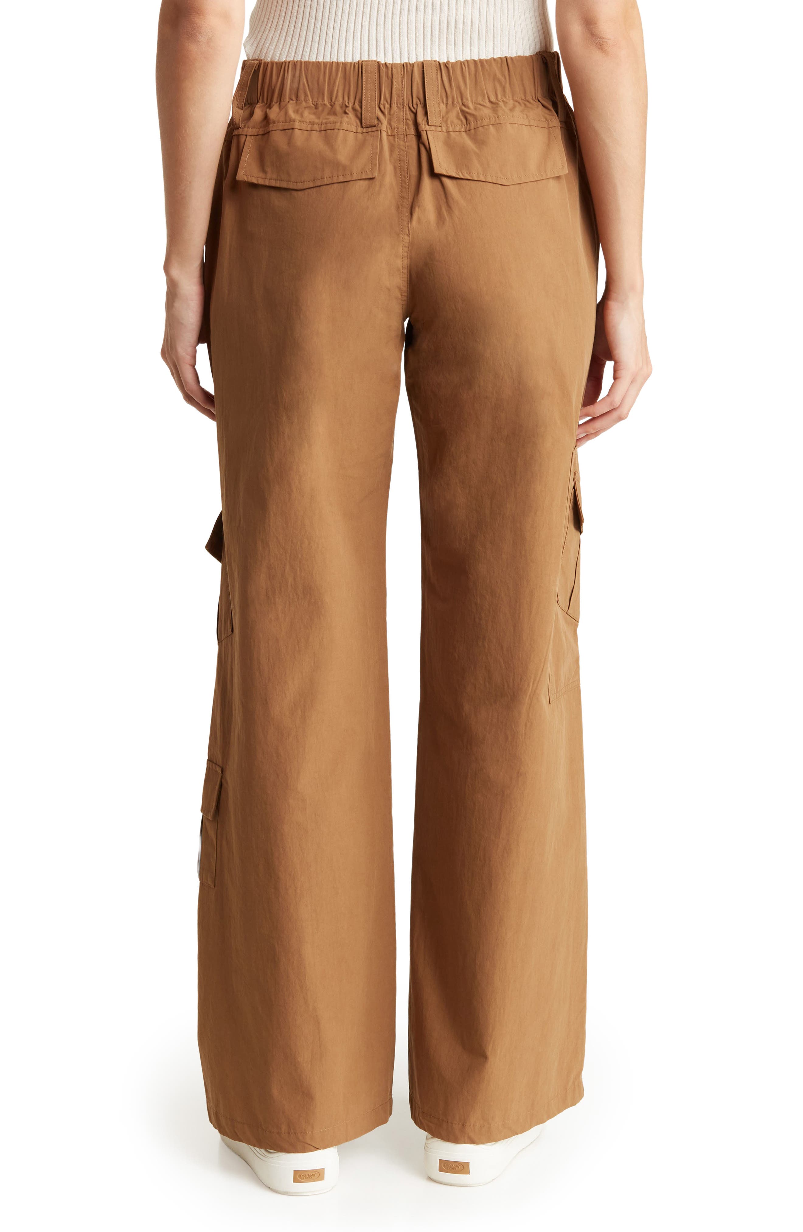 ELODIE Low Rise Cotton Cargo Pants, Alternate, color, BROWN