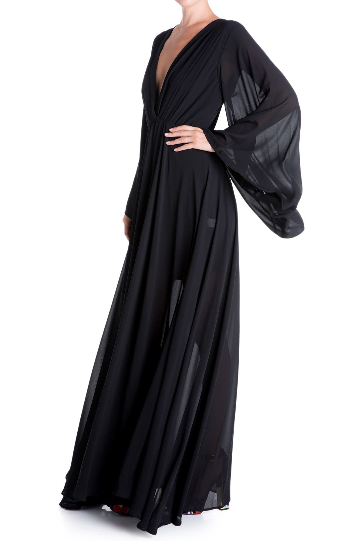 Sunset Floral Bell Sleeve Maxi Dress 