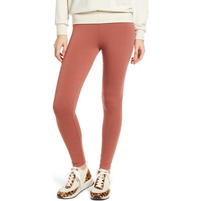 Lou & Grey Essential High Waist Terry Leggings, Coral