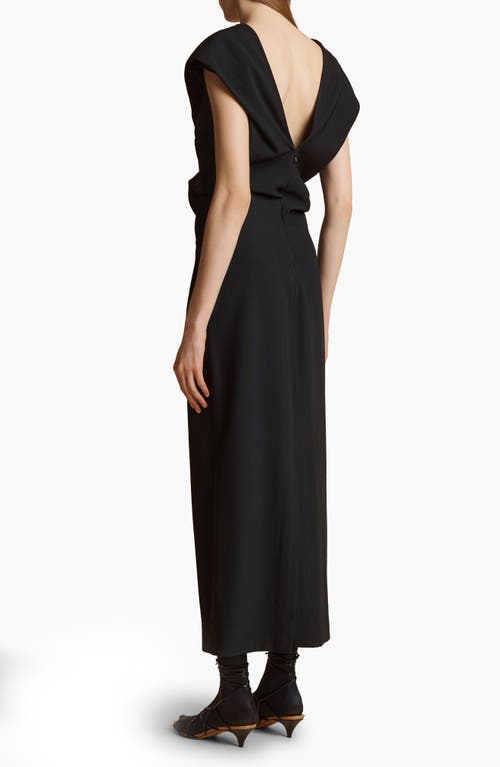 Khaite Ima Wool-blend Grain De Poudre Maxi Dress In Black
