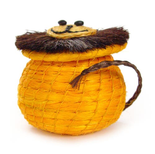 Shop Mbare Animal Lidded Basket In Chocky Lion