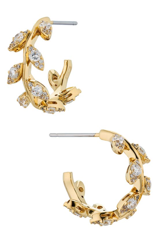 Shop Nadri Whimsy Cubic Zirconia Vine Hoop Earrings In Gold