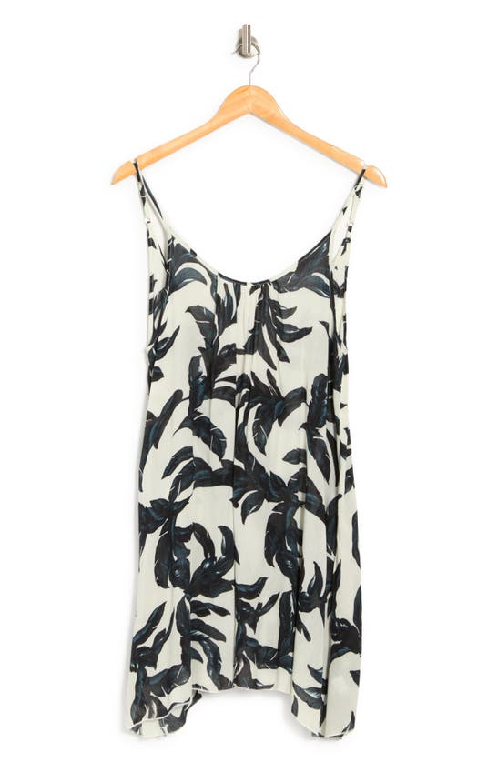 Elan Printed Cover-up In Cream Black Mono Leaf