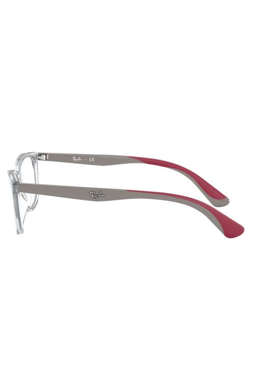 Ray Ban Ray-ban Kids' 49mm Rectangular Optical Glasses In Transparent/grey