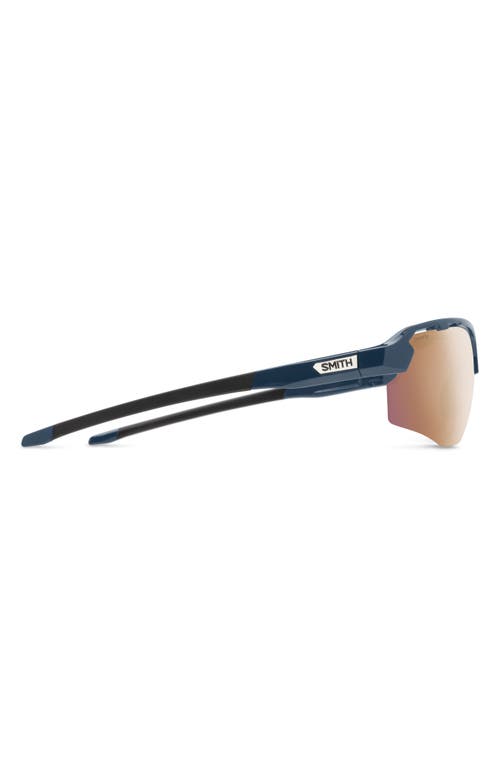 Shop Smith Resolve Photochromic 70mm Chromapop™ Oversize Shield Sunglasses In French Navy/rose Gold Mirror