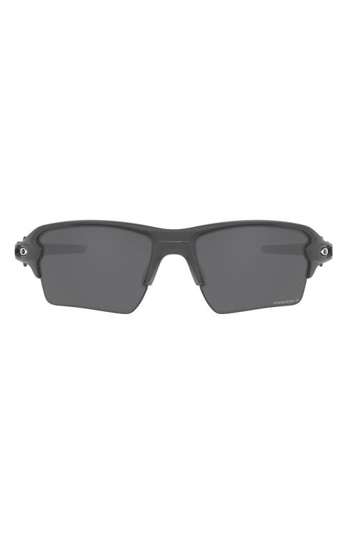 Oakley Flak 2.0 XL 59mm Polarized Sport Wrap Sunglasses in Steel/Prizm Black Iridium at Nordstrom