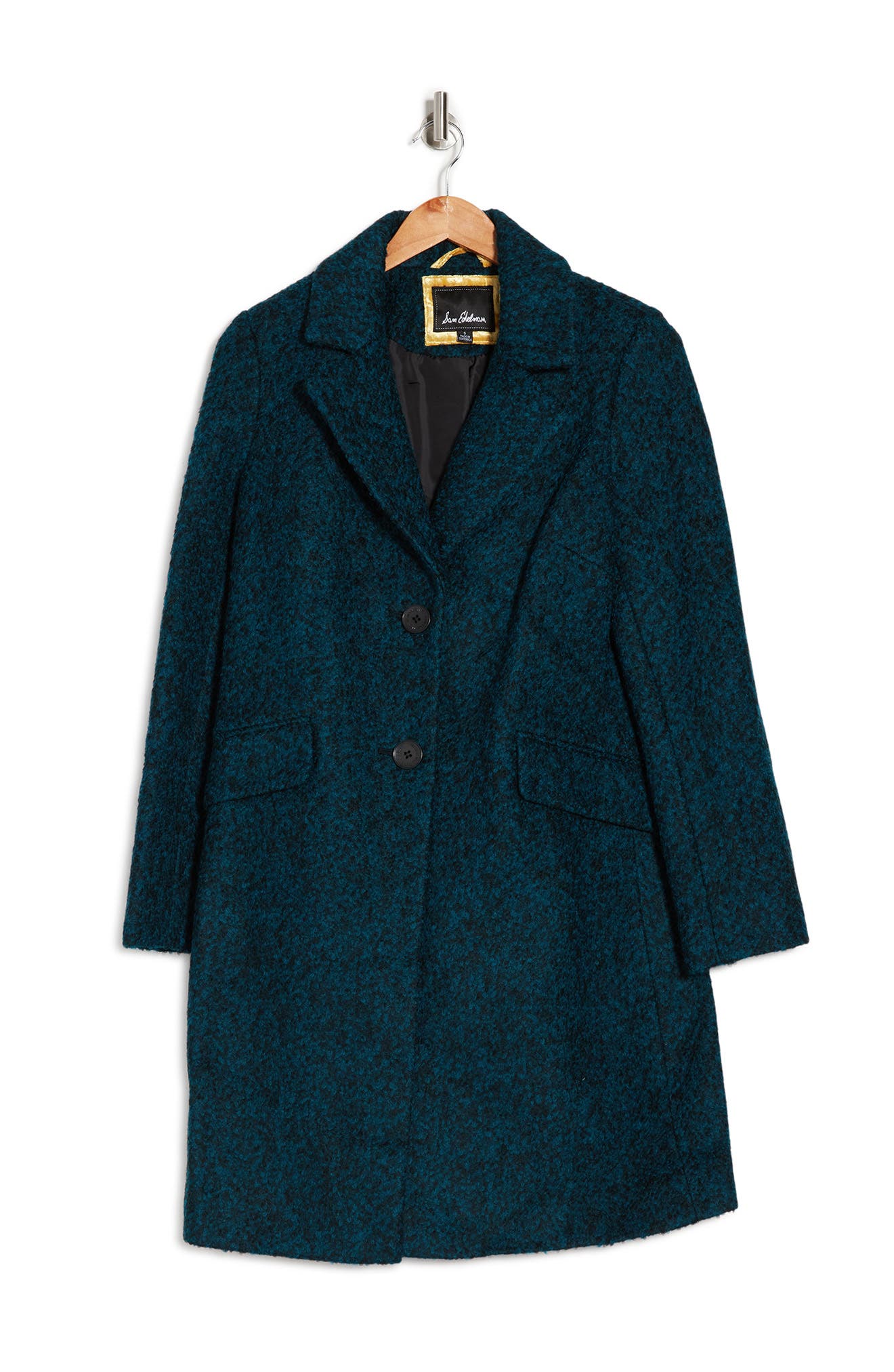 teal boucle coat