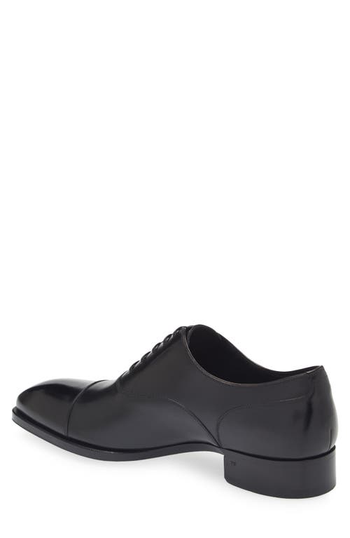 Tom Ford Elkan Burnished Leather Oxford In 1n001 Black