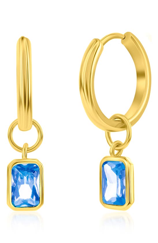 Simona Cubic Zirconia Charm Hoop Earrings In Blue Topaz