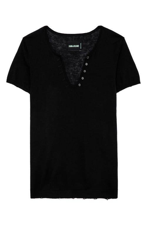 Shop Zadig & Voltaire Celsey Short Sleeve Cashmere Sweater In Noir