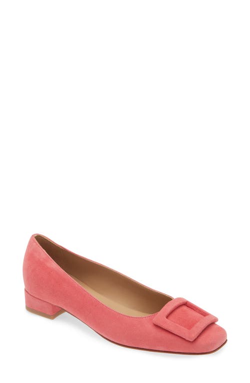 Buckle Flat in Peony Suede