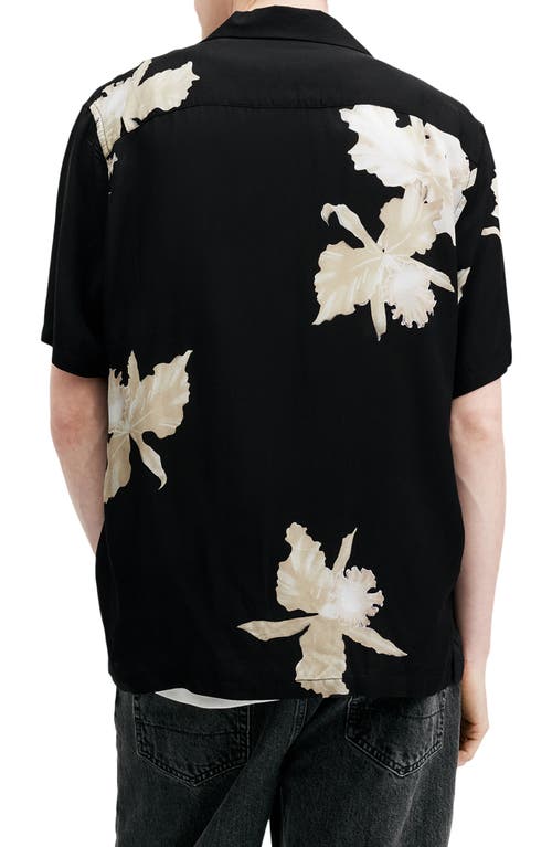 Shop Allsaints Lachaise Floral Camp Shirt In Jet Black