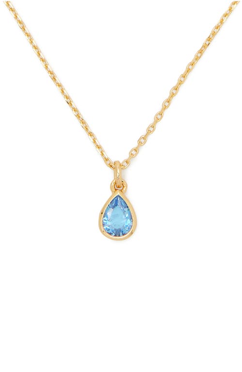 Shop Kate Spade New York Bubbly Bezel Mini Pendant Necklace In Blue Gold.