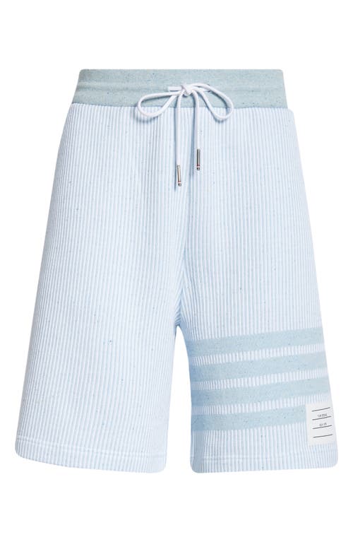 4-Bar Stripe Cotton & Silk Knit Shorts in Light Blue