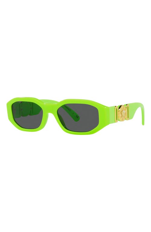 Shop Versace Kids' 48mm Small Rectangle Sunglasses In Fluorescent Green/dark Grey