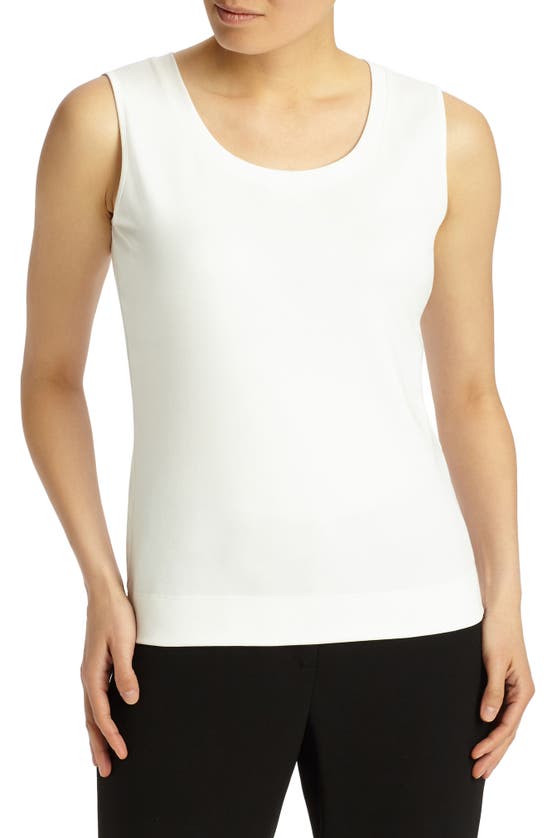 Lafayette 148 Plus-size Swiss Cotton Rib Scoop Neck Tank In White