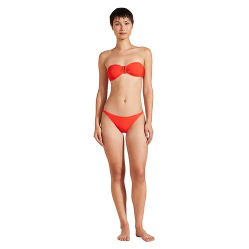 Shop Vilebrequin Jacquard Vichy Bikini Bottom In Coquelicot