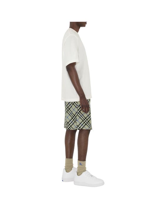 Burberry Nova Check Silk Shorts In Lichen