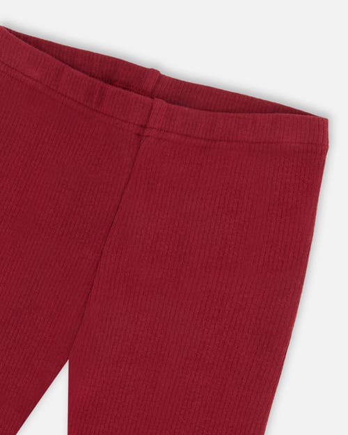 Shop Deux Par Deux Little Girl's Rib Leggings Burgundy In Windsor Wine