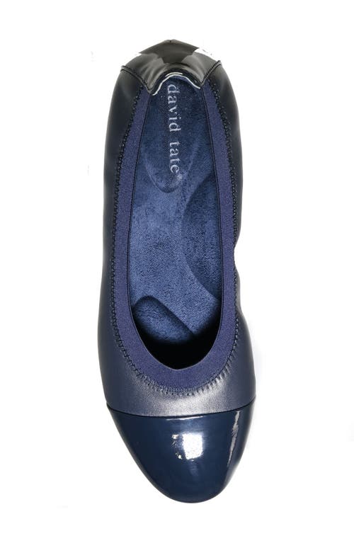 Shop David Tate Nicole Cap Toe Flat In Navy/patent